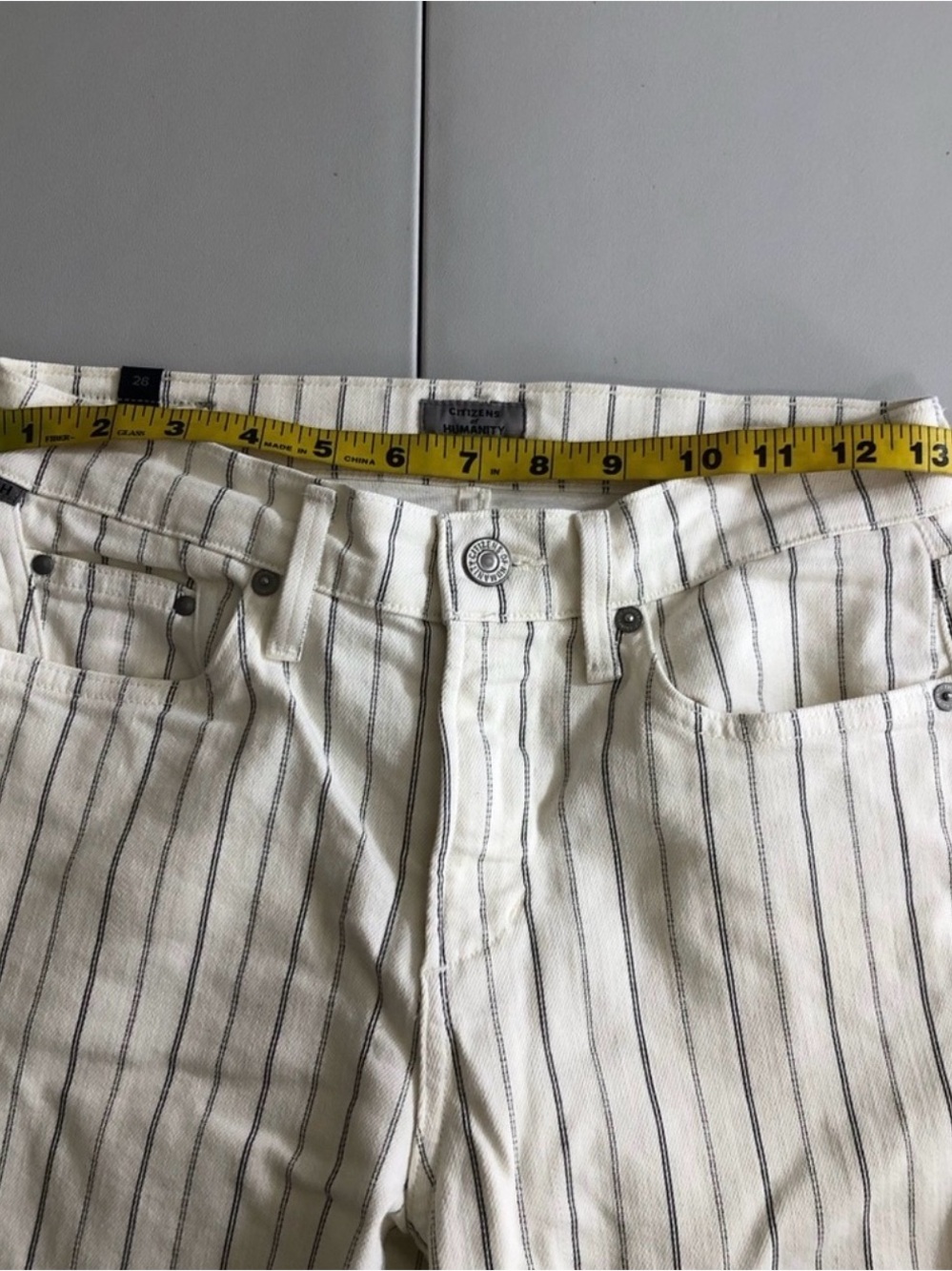Citizens of Humanity Rocket Crop High Rise Skinny Jeans – White/Black Pinstripe - Picture 6 of 8